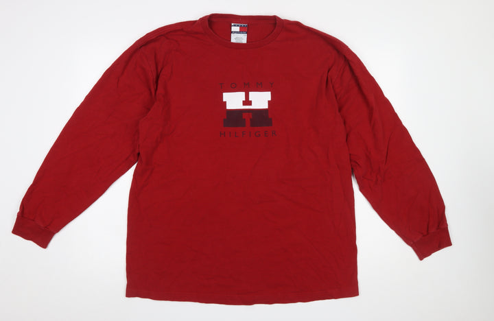 Tommy Hilfiger Men Red L Graphic Long Sleeve Cotton Pyjama Top