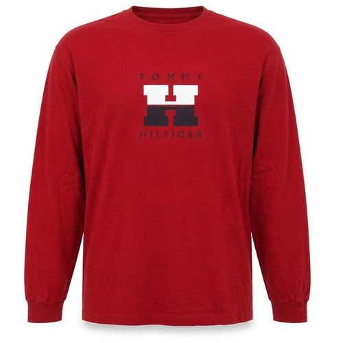 Tommy Hilfiger Men Red L Graphic Long Sleeve Cotton Pyjama Top