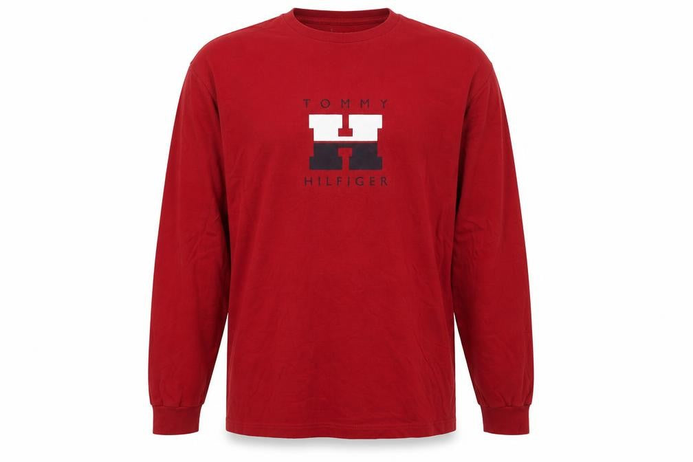Tommy Hilfiger Men Red L Graphic Long Sleeve Cotton Pyjama Top