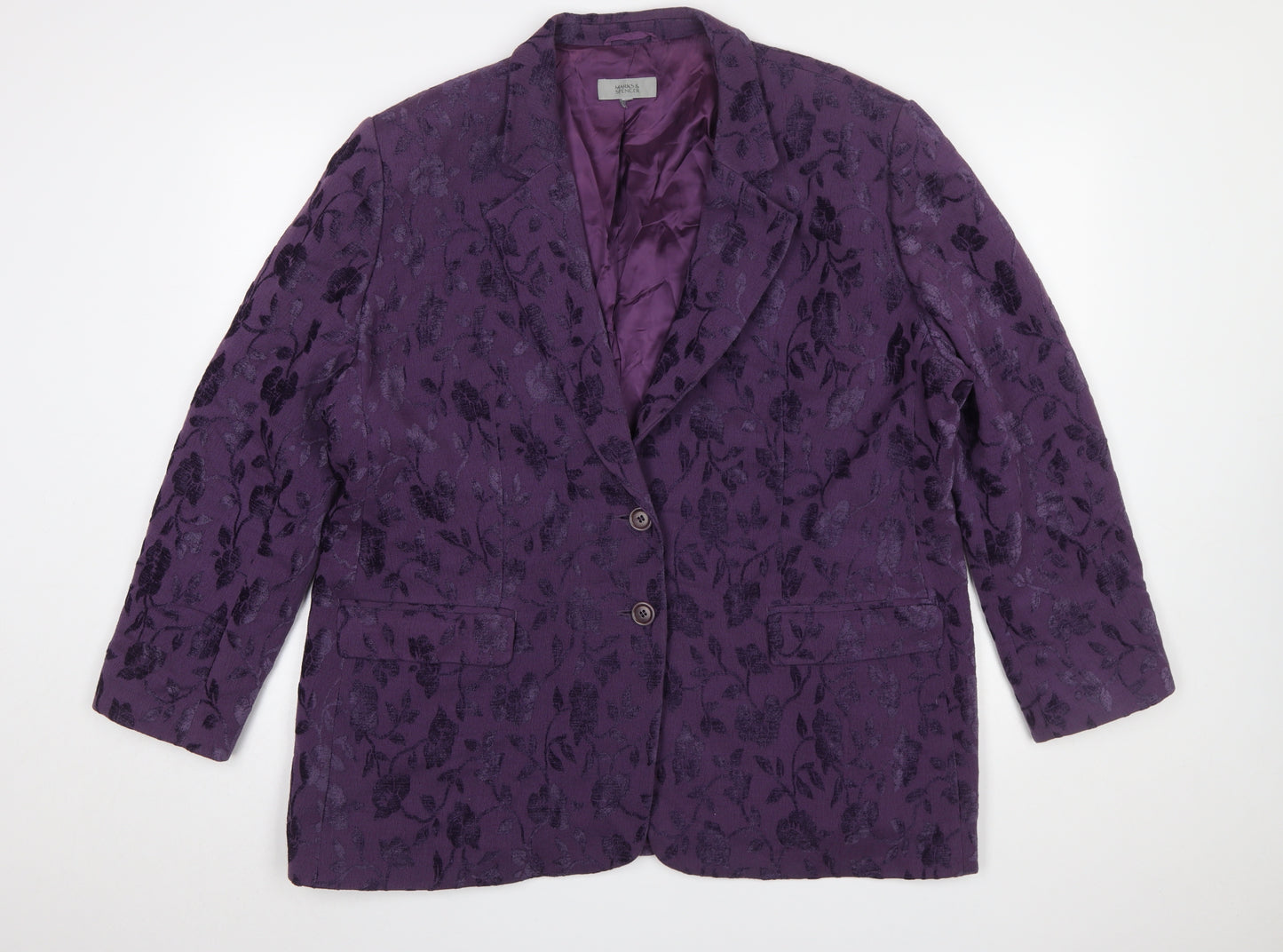 Marks and Spencer Womens Purple Floral Jacquard Blazer UK 22