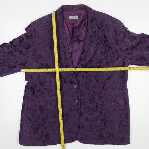 Marks and Spencer Womens Purple Floral Jacquard Blazer UK 22