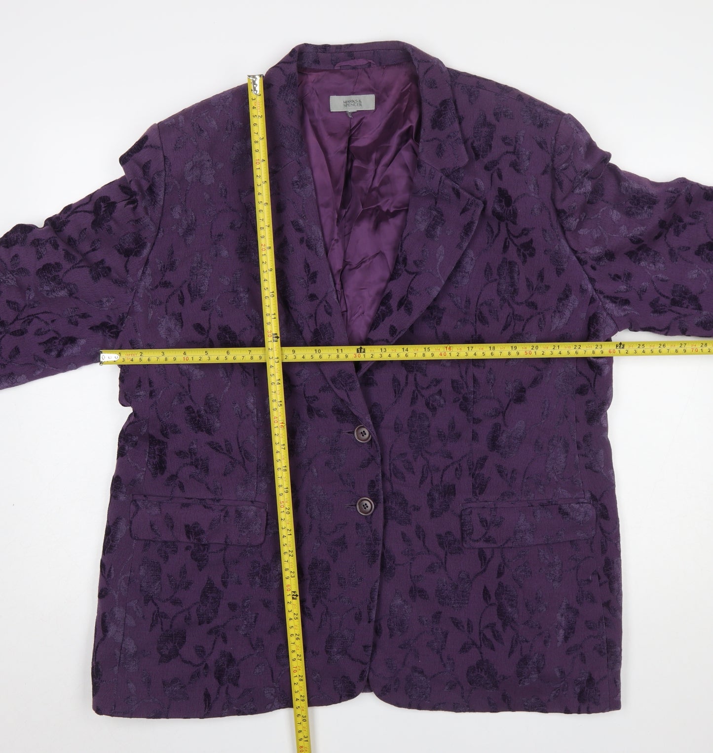 Marks and Spencer Womens Purple Floral Jacquard Blazer UK 22