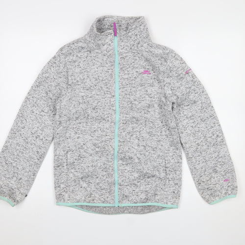 Trespass Girls Grey Full Zip Fleece Jacket 11-12 Years Lightweight Outdoor
