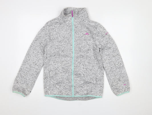 Trespass Girls Grey Full Zip Fleece Jacket 11-12 Years Lightweight Outdoor