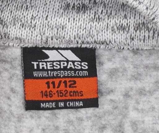 Trespass Girls Grey Full Zip Fleece Jacket 11-12 Years Lightweight Outdoor