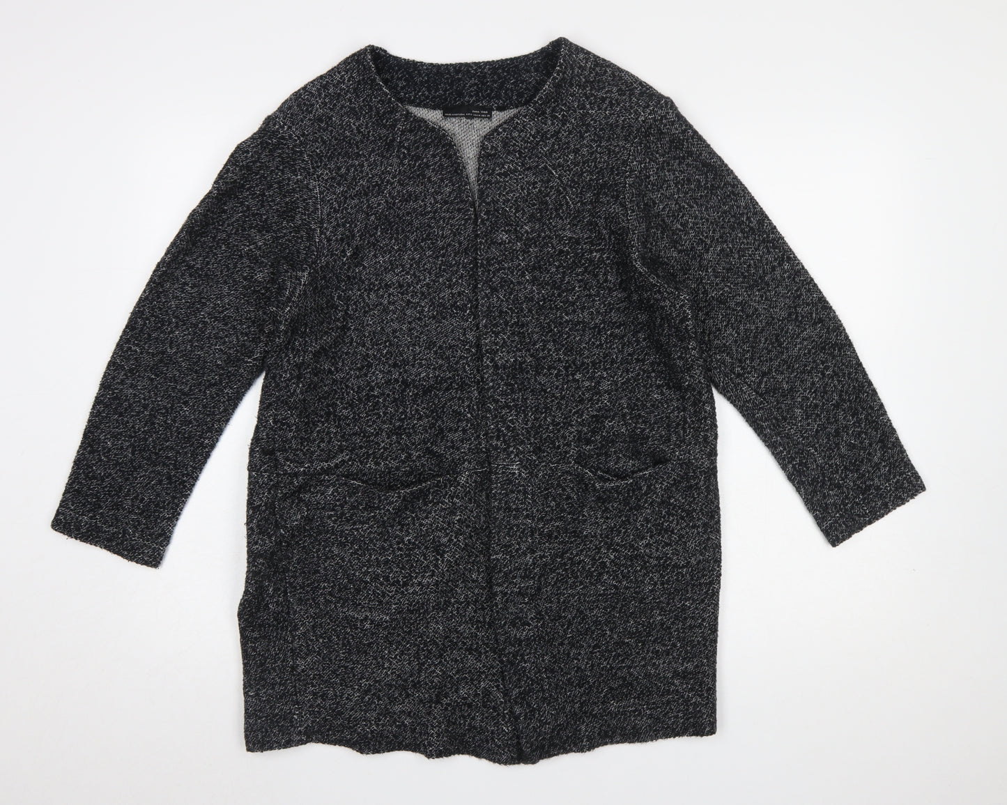 Zara Women Grey Long Sleeve Knit Open Cardigan Size 12