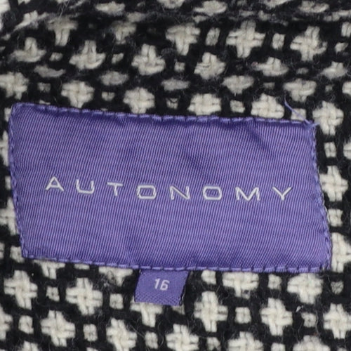 Autonomy Womens Black Wool Blend Mid-Length Duffle Coat Size 16