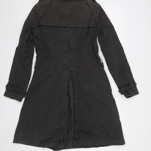GAP Women's Black Cotton Trench Coat Size 8 Long Lined Classic Style