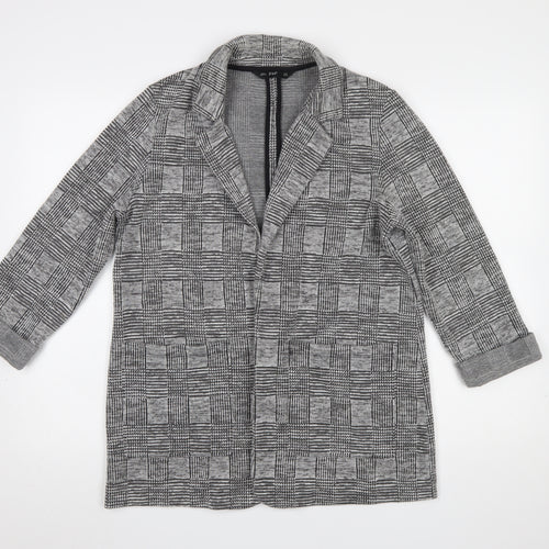 F&F Women Grey Check Single-Breasted Blazer Jacket Size 12
