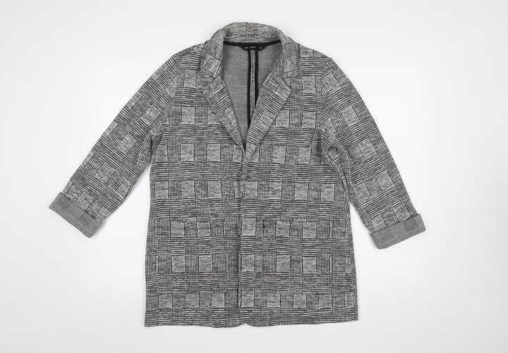 F&F Women Grey Check Single-Breasted Blazer Jacket Size 12
