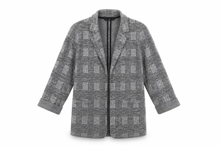F&F Women Grey Check Single-Breasted Blazer Jacket Size 12
