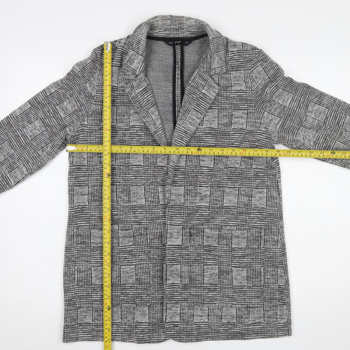 F&F Women Grey Check Single-Breasted Blazer Jacket Size 12
