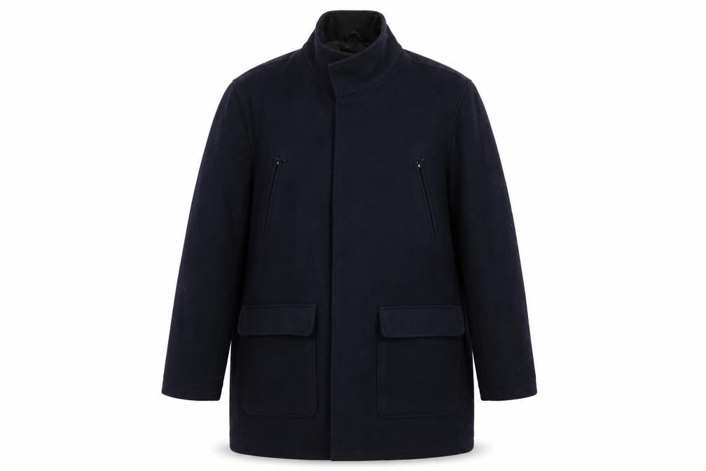 Front view of Tokyo Laundry Men's Black XL Polyester Lined Overcoat