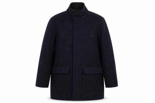 Front view of Tokyo Laundry Men's Black XL Polyester Lined Overcoat