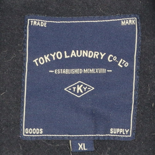 Tokyo Laundry Men's Black XL Polyester Lined Overcoat