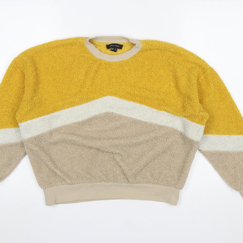 New Look Women's Beige Yellow Colourblock Pullover Sweatshirt UK 8