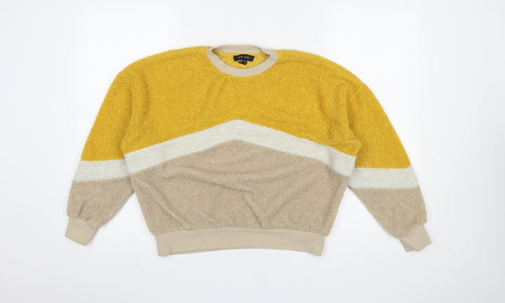 New Look Women's Beige Yellow Colourblock Pullover Sweatshirt UK 8