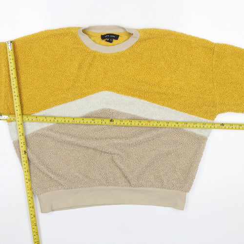 New Look Women's Beige Yellow Colourblock Pullover Sweatshirt UK 8