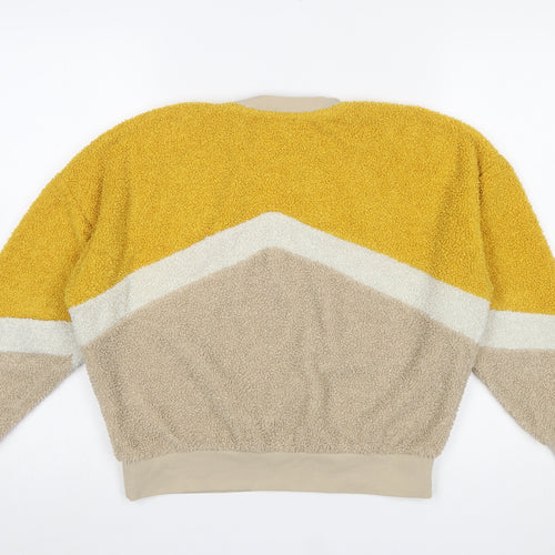 New Look Women's Beige Yellow Colourblock Pullover Sweatshirt UK 8
