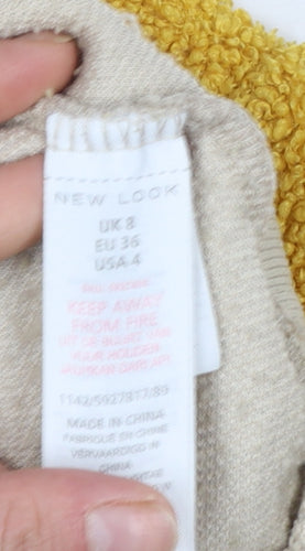 New Look Women's Beige Yellow Colourblock Pullover Sweatshirt UK 8