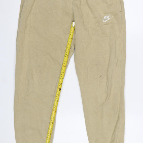 Nike Men's Beige Jogger Trousers S Regular Fit Elastic Waist