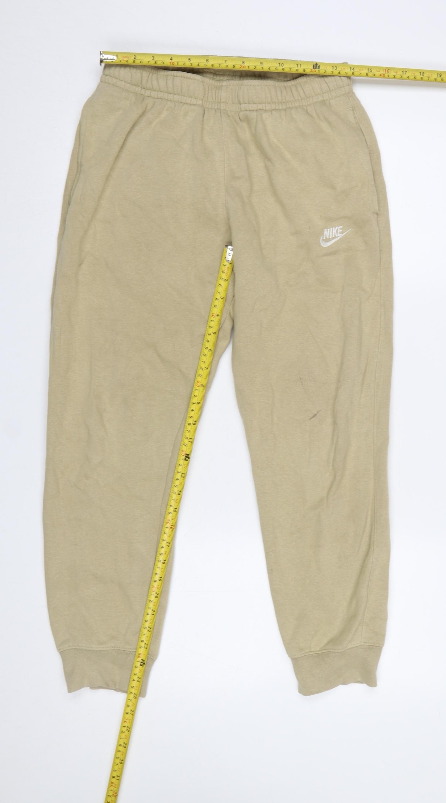 Nike Men's Beige Jogger Trousers S Regular Fit Elastic Waist
