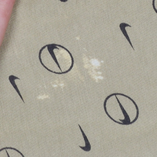 Nike Men's Beige Logo Print Jogger Trousers Size M Relaxed Fit