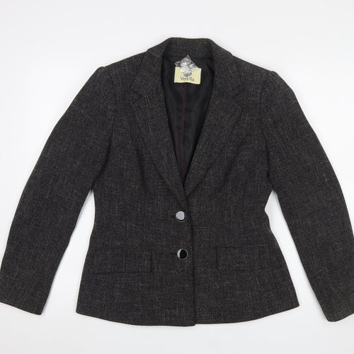 Viyella Women’s Grey Herringbone Blazer Jacket Size 10 Classic Fit