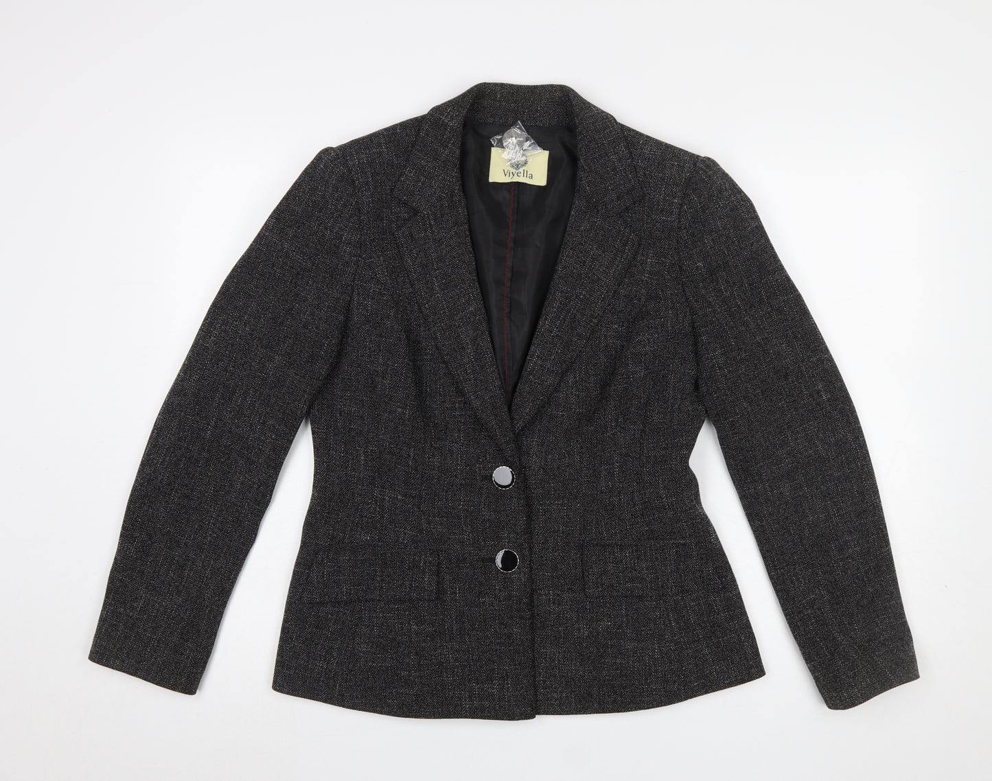 Viyella Women’s Grey Herringbone Blazer Jacket Size 10 Classic Fit
