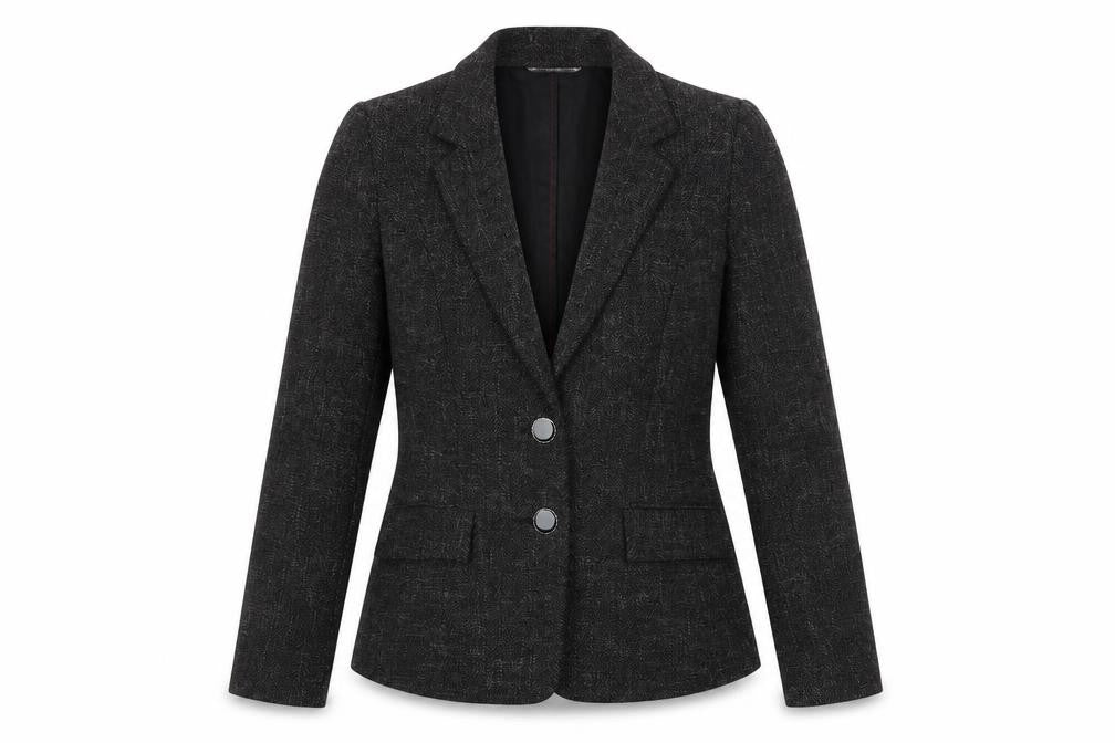 Front view of Viyella Women’s Grey Herringbone Blazer Jacket, size UK 10, Classic Fit