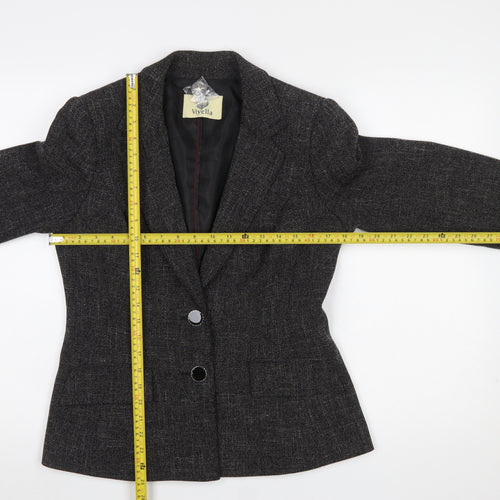 Viyella Women’s Grey Herringbone Blazer Jacket Size 10 Classic Fit
