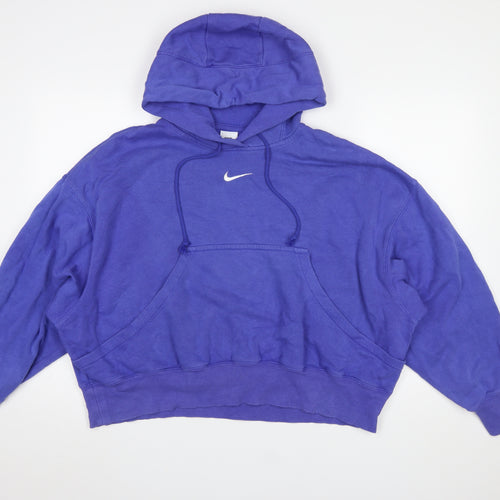 Nike Women's Purple Pullover Hoodie Small Relaxed Fit Cotton Blend