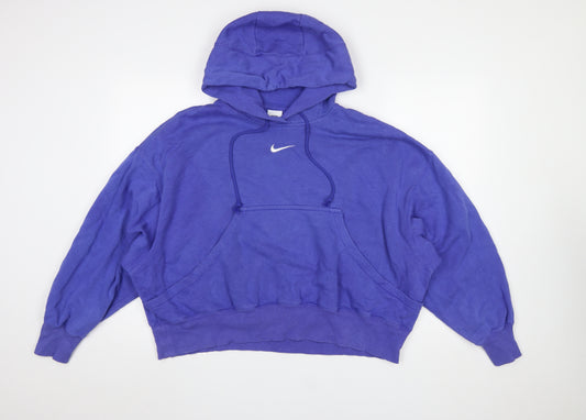 Nike Women's Purple Pullover Hoodie Small Relaxed Fit Cotton Blend