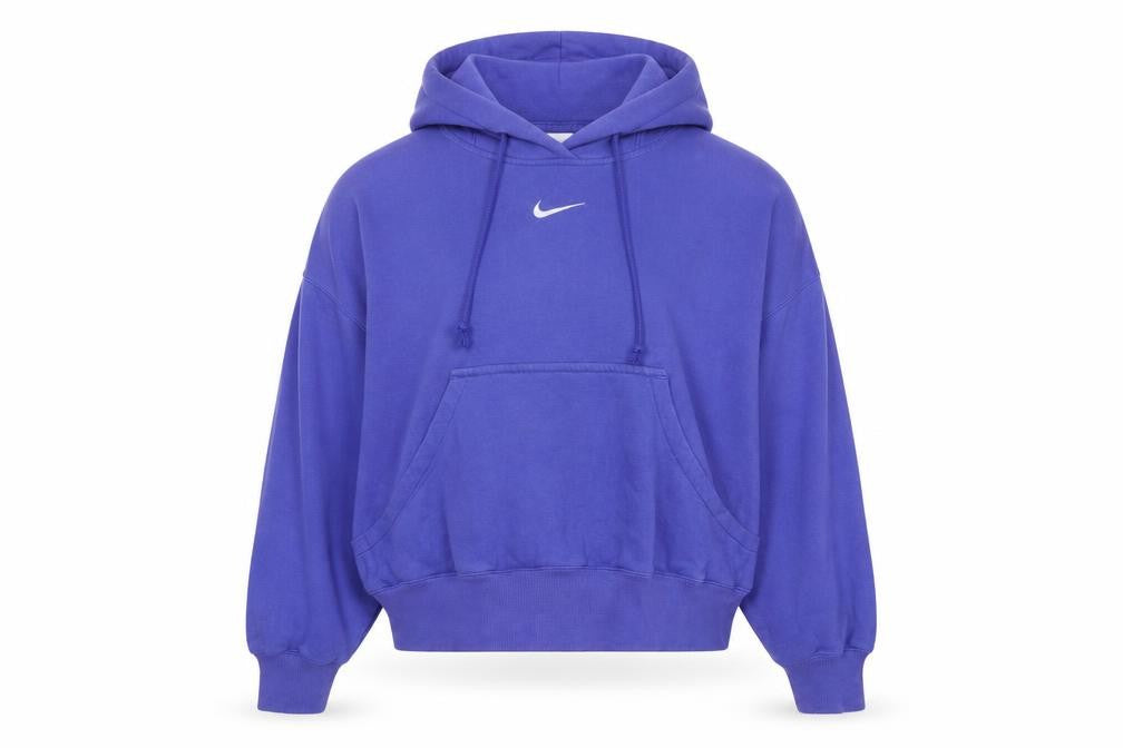 Front view of Nike Women's Purple Pullover Hoodie Small Relaxed Fit Cotton Blend