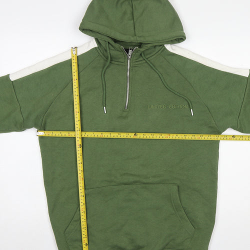 boohooMAN Men's Green 1/2 Zip Hoodie Size M Casual Regular Fit
