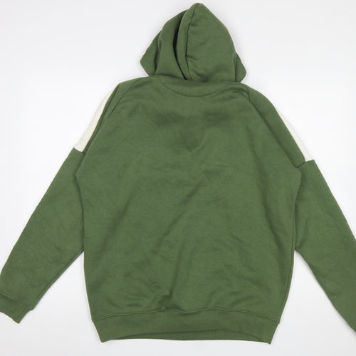 boohooMAN Men's Green 1/2 Zip Hoodie Size M Casual Regular Fit