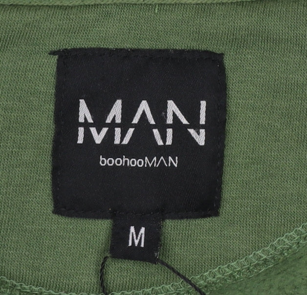 boohooMAN Men's Green 1/2 Zip Hoodie Size M Casual Regular Fit