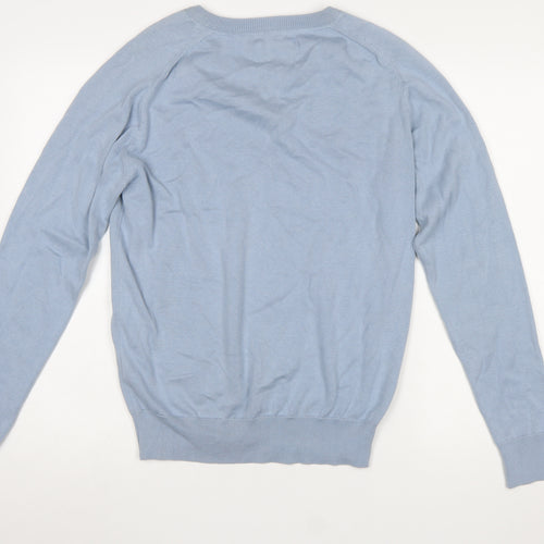 Haywood Men's Blue Cotton V-Neck Jumper Size L