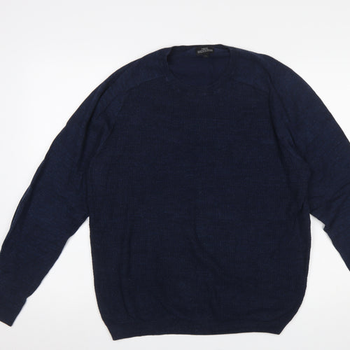Next Men's Blue Cotton Crew Neck Pullover Jumper Size M