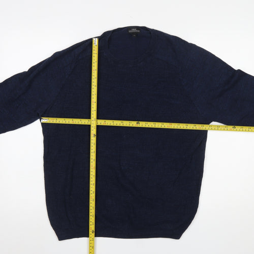 Next Men's Blue Cotton Crew Neck Pullover Jumper Size M