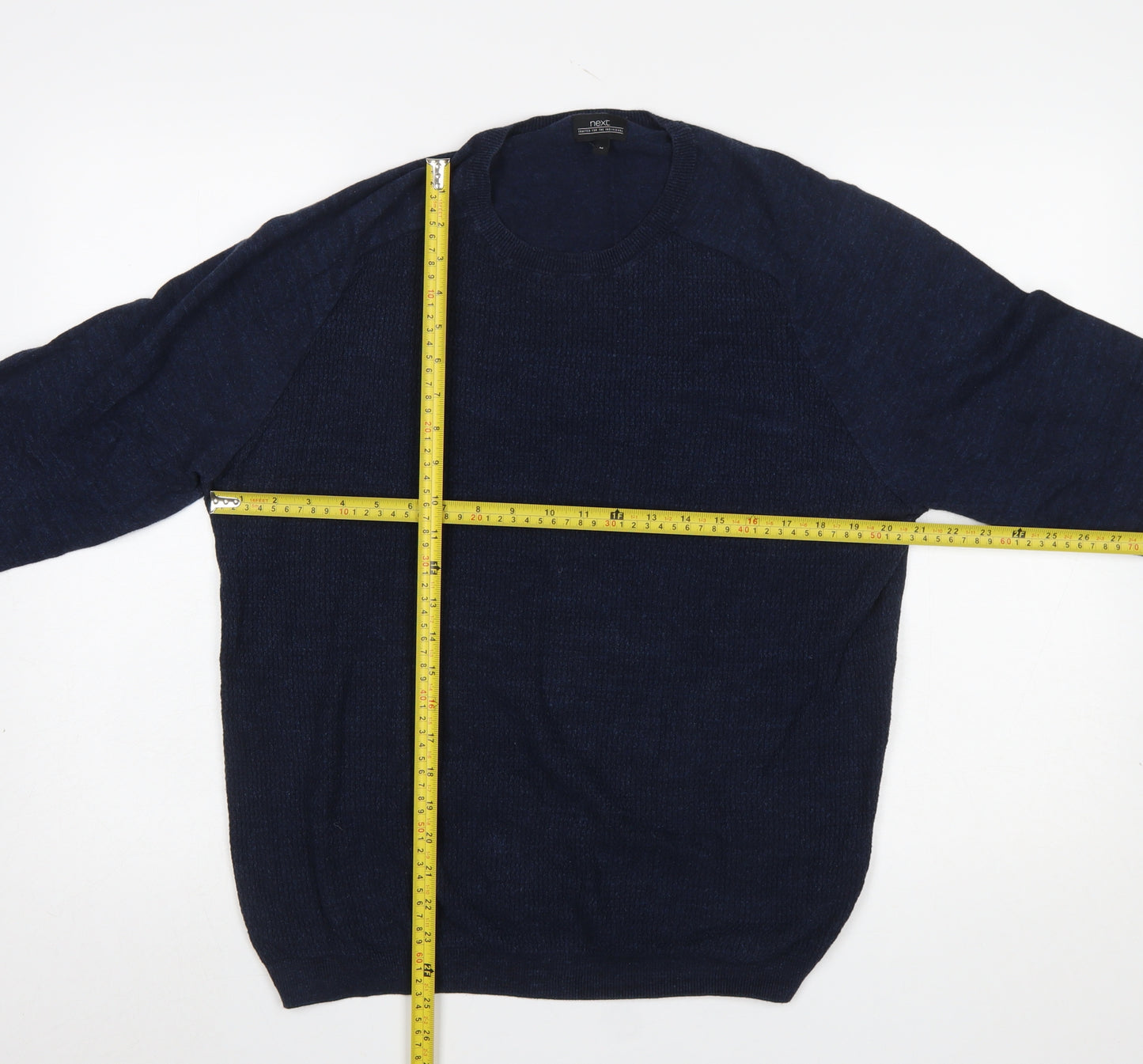 Next Men's Blue Cotton Crew Neck Pullover Jumper Size M