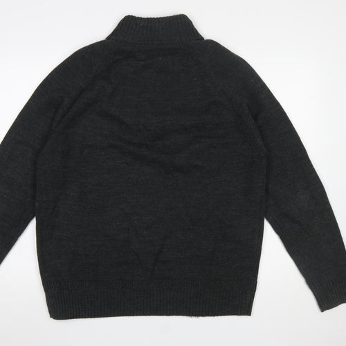 F&F Men's Black XL Henley High Neck Faux Fur Lined Jumper
