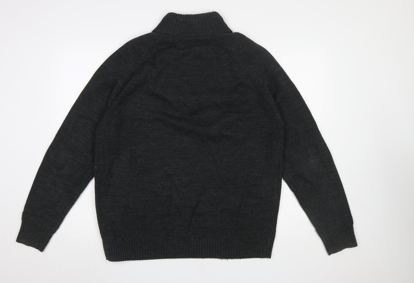 F&F Men's Black XL Henley High Neck Faux Fur Lined Jumper