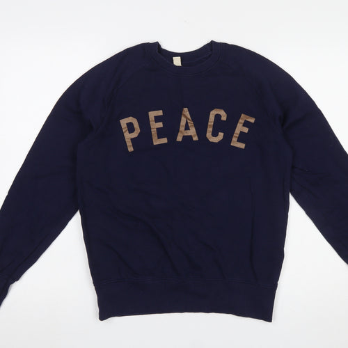 Earth Positive Women Navy Blue Peace Graphic Crew Sweatshirt XS