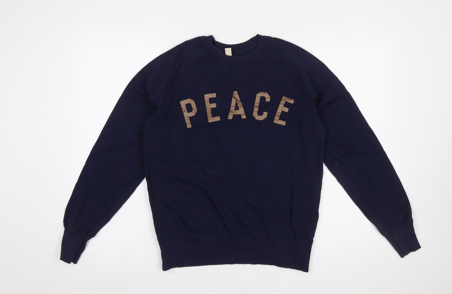 Earth Positive Women Navy Blue Peace Graphic Crew Sweatshirt XS