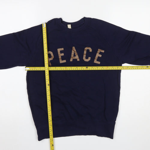 Earth Positive Women Navy Blue Peace Graphic Crew Sweatshirt XS