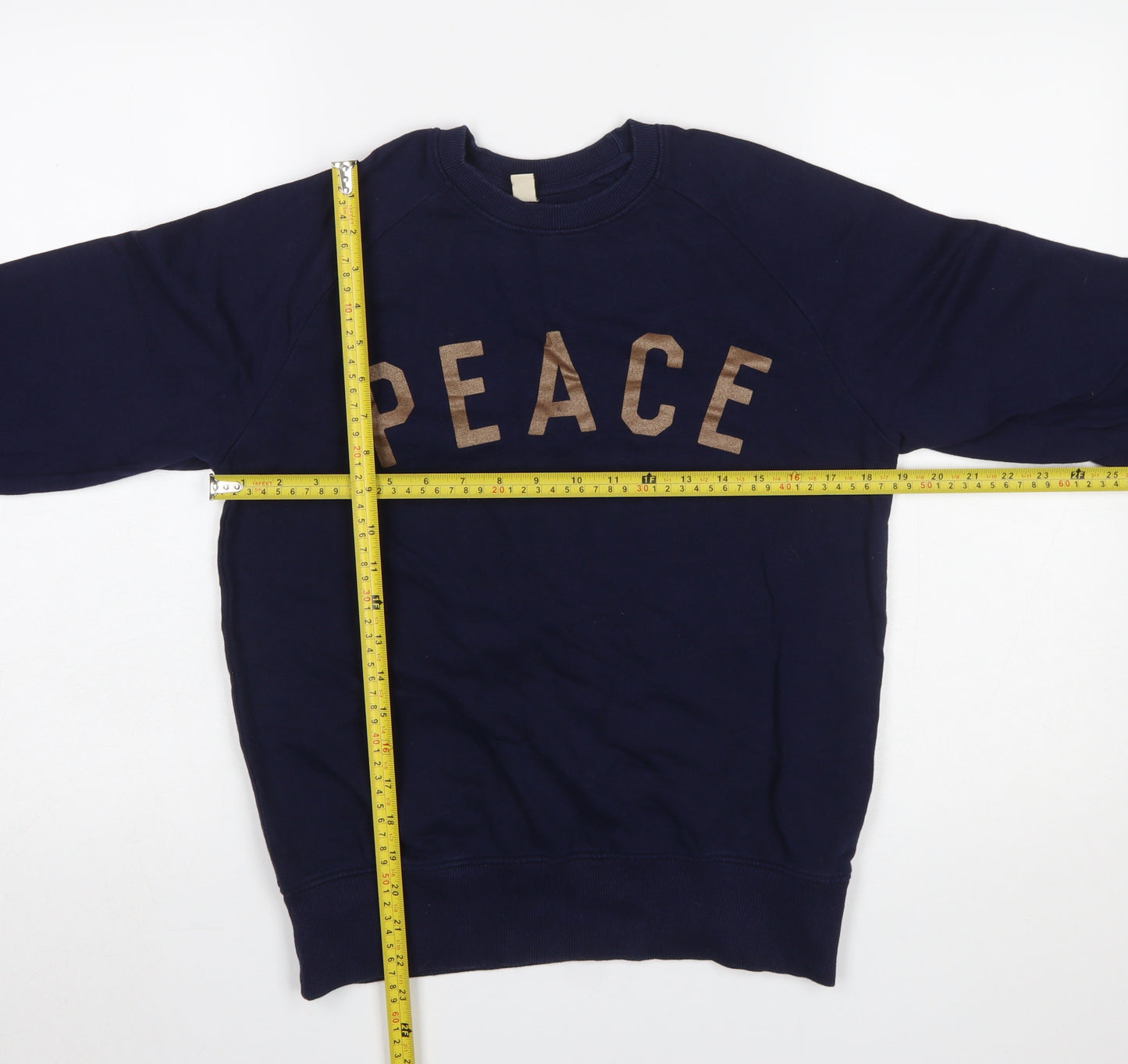 Earth Positive Women Navy Blue Peace Graphic Crew Sweatshirt XS