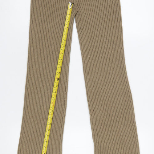 NA-KD Women’s Beige Ribbed Knit High Rise Leggings Size S