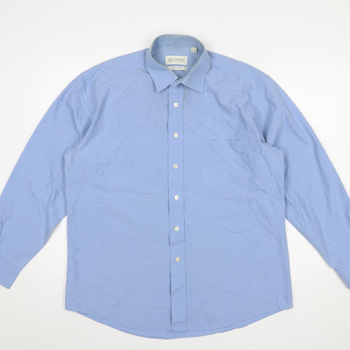 Van Heusen Men's Blue Cotton Blend Long Sleeve Classic Button-Up Shirt Size 16