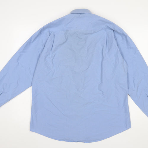 Van Heusen Men's Blue Cotton Blend Long Sleeve Classic Button-Up Shirt Size 16